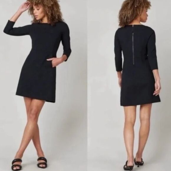Spanx The Perfect A-Line Shift Dress, Black, Stretch Ponte, Size M - Picture 1 of 9